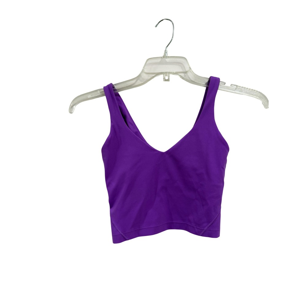Lululemon Align Tank Top Atomic Purple Nulu Built-in Bra Crop Size 2 LW1DUDS